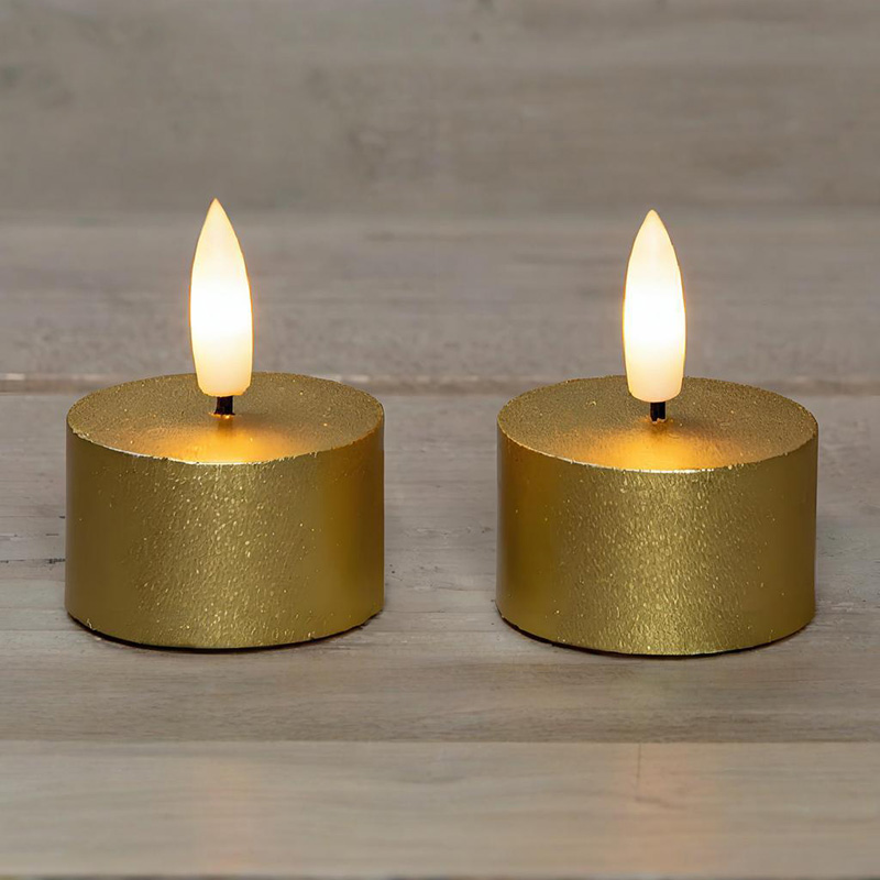 Zestaw 2 złotych bezpłomieniowych świec typu tealight